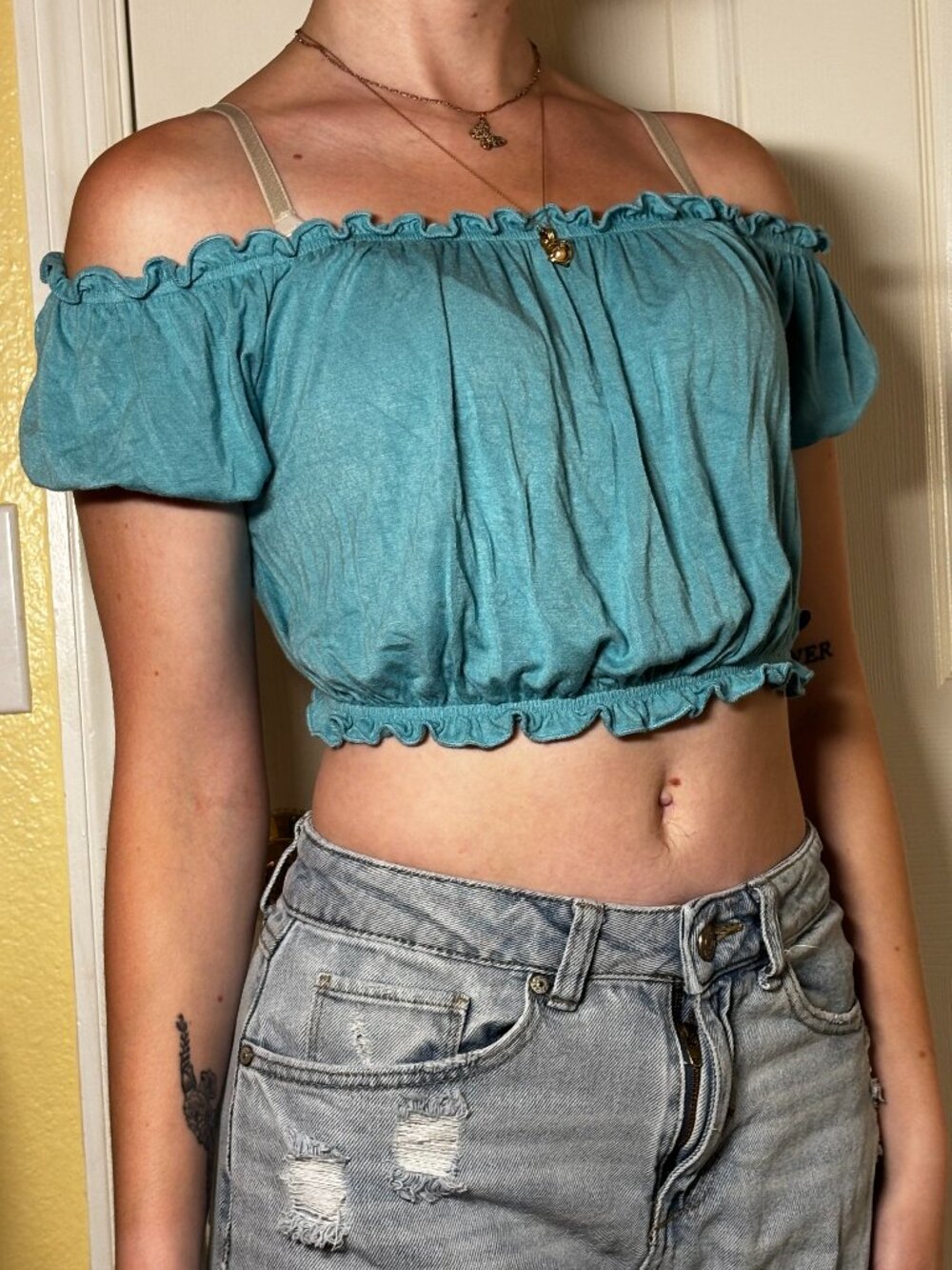 Light Blue Cropped Blouse